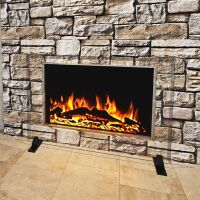 Tempered Glass Fireplace Screen with Beveled Edge, 29" H x 39"