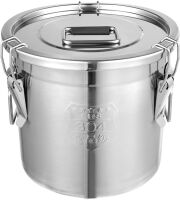 Stainless Steel Airtight Canister with Lid and Locking Clamp, 3.2Gal