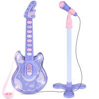 Kids Pretend Play Guitar Musical Instrument Toy w/ Microphone, Stand - 19in