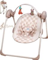 Baby Swings for Infants, Portable Swing with Adaptable Speed, Music, Removable-Toy-Bar, Foldable Infant Swing for Indoor and Outdoor Use, 0-9 Months 6-20 lbs