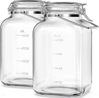 1.5 Gallon Glass Jar with Airtight Lid, 2 Pack