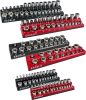 6-Piece Magnetic Socket Organizer Set, 1/2", 1/4" and 3/8" SAE & Metric Deep & Shallow Socket Holder Kit, holds 141 stanard Sockets, attaches to steel box/tool cart (sockets not included)