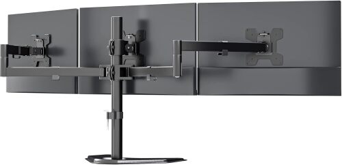 Triple Monitor Stand, Free Standing Three LCD Monitor Fully Adjustable Desk Mount Fits 3 Screens up to 27 inch, 22 lbs Weight Capacity per Arm