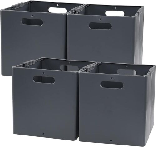 11 Inch Collapsible Plastic Storage Cubes, 4 Packs