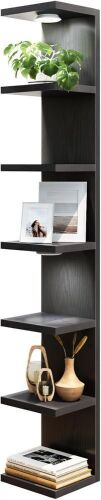 Fixwal 7 Tier Wall Mounted Black Floating Shelves with LED Lights
