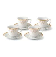 Lorren Home Trends Porcelain Tea/Coffee Set-Service for 4 Gold Floral Design