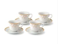 Lorren Home Trends Porcelain Tea/Coffee Set-Service for 4 Gold Floral Design
