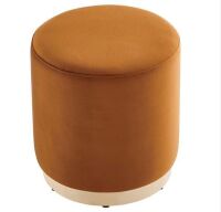MODWAY Tilden 16 in. Rust Natural Performance Velvet Upholstered Round Ottoman