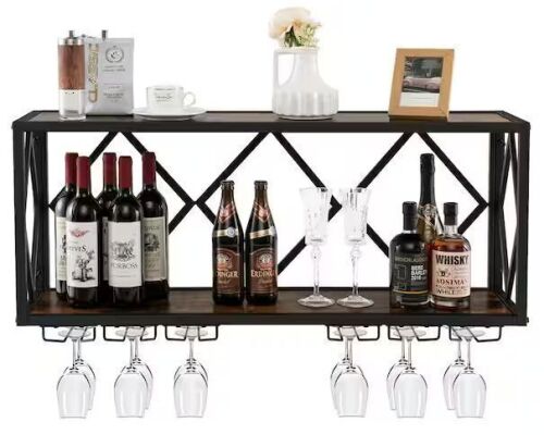 39-Bottle Wall Mounted Wine Rack Display Shelf Glass Holder