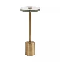 Kate and Laurel Xyler 10 in. Gold Round Glass End Table