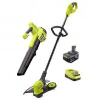 RYOBI ONE+ 18V Cordless Battery String Trimmer/Edger and Jet Fan Blower Combo Kit with 4.0 Ah Battery and Charger