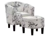 Convenience Concepts Take a Seat Churchill Botanical Print Fabric Accent Chair with Ottoman