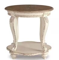 Signature DESIGN BY ASHLEY Realyn 26 in. 2-Toned Round Wood End Table - Small Blemish on Edge