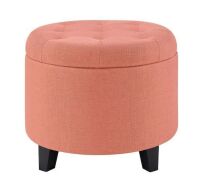 Convenience Concepts Designs4Comfort Coral Faux Linen Round Storage Ottoman