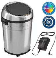 iTouchless 18 Gal. Stainless Steel Oval Household Metal Trash Can with Wheels and Dual Odor Filters