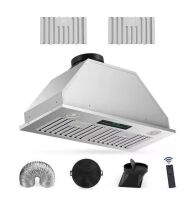 Tylza 30 in. 900 CFM Convertible Ductless to Ducted Insert Range Hood in Stainless Steel with Charcoal Filter 2 3-Watt LED