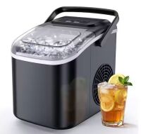 EUHOMY 8.5 in. 26 lb. Bullet-Shaped Countertop Portable Ice Maker in Gray with 2-Ice Sizes, 6 min/8-Pieces, Auto-Cleaning