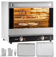 VEVOR Commercial Convection Oven, 66 L/60 qt.,Half-Size Countertop, 1800W 4-Tier Toaster in Silver with Glass Door, Electric