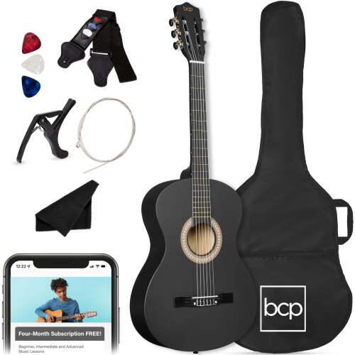 Beginner Acoustic Guitar Set w/ Case, Strap, Extra Strings - 38in