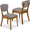 2-Piece Mid-Century Modern Wood &Upholstered Dining Chair Set