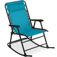 Folding Outdoor Zero Gravity Rocking Lounge Chair w/ Headrest Pillow