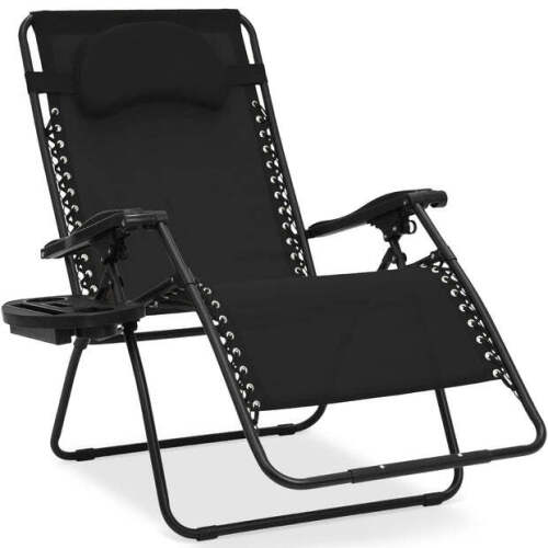Oversized Reclining Zero Gravity Chair Lounger w/ Cup Holder, Pillow