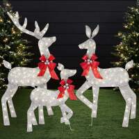 3-Piece Lighted Christmas Deer Set Outdoor Decor with 175 LED Lights