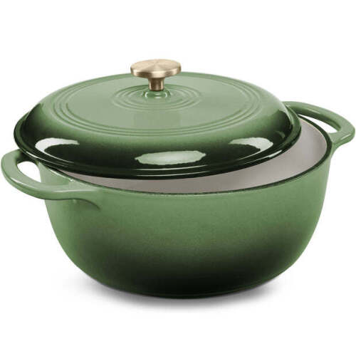 Cast-Iron Dutch Oven Kitchen Cookware w/ Enamel, Handles - 7.5qt