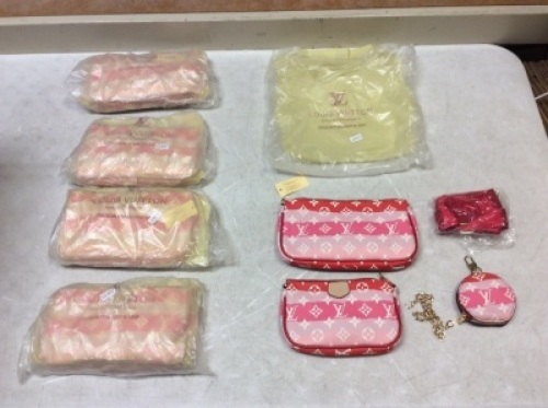Lot of (5) Pink/Red Crossbody, Clutch and Coin Purse Sets &nbsp;
