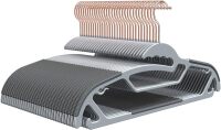 50-Pack Slim S-Shaped Plastic Hangers with Non-Slip Grips &ndash; Space-Saving Gray Hangers for Delicate Necklines, Fits Shirts, Dresses & Coats in Closet/Dorm Organizers