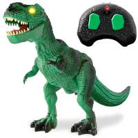 Kids Remote Control Dinosaur Toy, Electronic RC T-Rex w/ Light-Up LED Eyes, Roaring Sounds