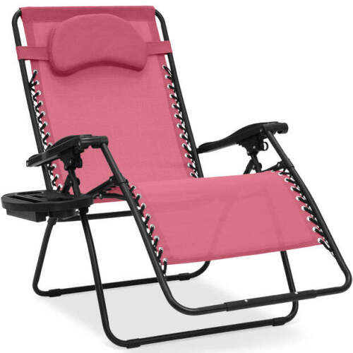 Oversized Reclining Zero Gravity Chair Lounger w/ Cup Holder, Pillow