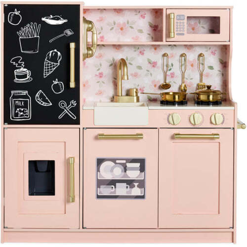 Pretend Play Kitchen Wooden Toy Set for Kids with 11 Accessories