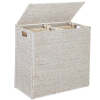 Large Water Hyacinth Double Laundry Hamper Basket w/ 2 Liner Bags