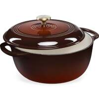 Cast-Iron Dutch Oven Kitchen Cookware w/ Enamel, Handles - 6qt
