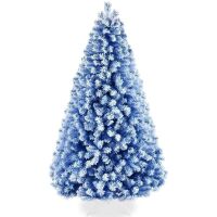 6' Snow Flocked Colorful Artificial Pine Christmas Tree w/ Foldable Metal Base