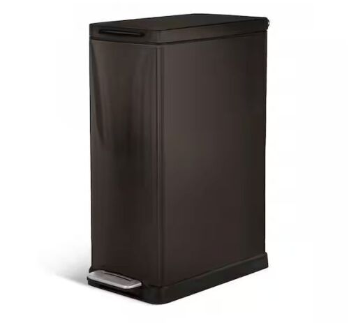 Home Zone Living 11.9 Gal. Stainless Steel Step-On Kitchen Metal Trash Can with Soft Close Lid - Small Dent