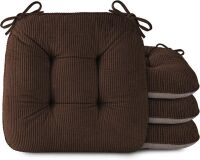 OVOV Chair Cushions with Ties, 18" x 18" Coffee, 4 Pack