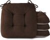 OVOV Chair Cushions with Ties, 18" x 18" Coffee, 4 Pack