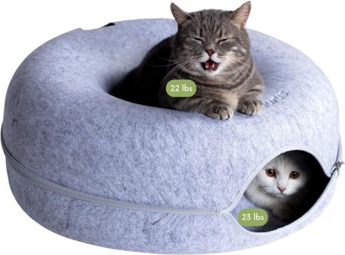 CATTASAURUS Peekaboo Cat Cave, Light Gray, Large