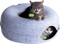 CATTASAURUS Peekaboo Cat Cave, Light Gray, Large