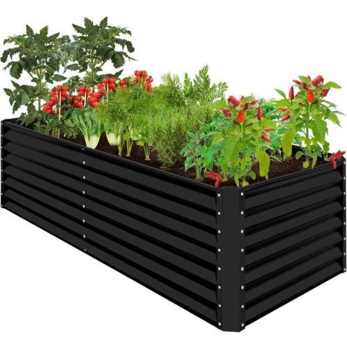 Outdoor Metal Raised Garden Bed for Vegetables, Flowers, Herbs - 8x4x2ft