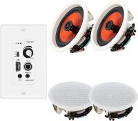 STUDIOFINIX 6.5 Inch Bluetooth Ceiling Speakers, 600W 2-Way System with Wall Amplifier, Flush Mount (4 Speakers)