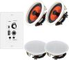 STUDIOFINIX 6.5 Inch Bluetooth Ceiling Speakers, 600W 2-Way System with Wall Amplifier, Flush Mount (4 Speakers)