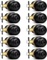 Sopoby Matte Black Round Keyless Privacy Doorknobs Interior/Exterior Lockset, 10 Pack