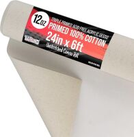 U.S. Art Supply 12-Ounce Triple Primed Gesso 24" Wide x 6' Long, 100% Cotton Unstretched Canvas Roll