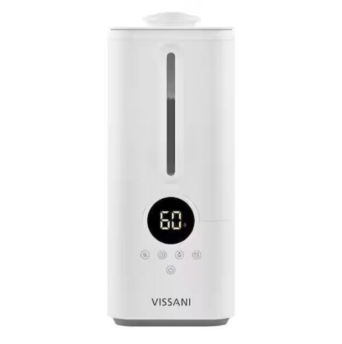 Vissani 1.5 Gal. Ultrasonic Humidifier 360 Degree Turning Dual Nozzle Cool Mist for Medium Room in White