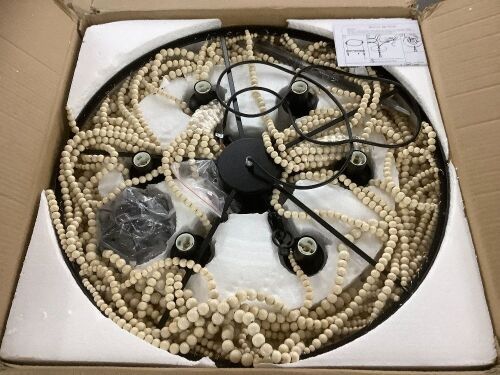Farmhouse 6-Light Wood Beaded Chandelier
