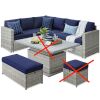Wicker Patio Sectional Set, Couch & Large Ottoman Only - No Hardware, Table or Small Ottoman