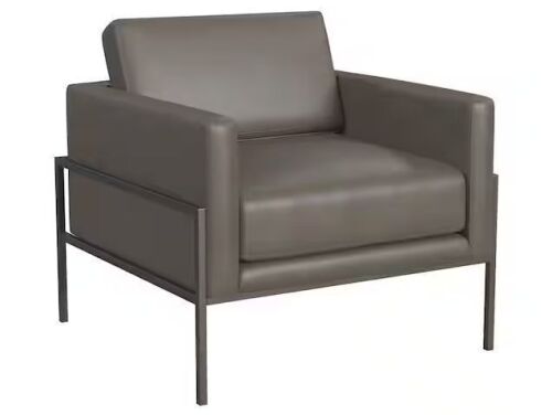 Homepop Pewter Gray Faux Leather Modern Metal Frame Accent Chair